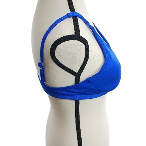 Xhilaration Bikini Top Blue Plunging Neckline Adjustable Straps Womens Size M - Picture 4 of 7
